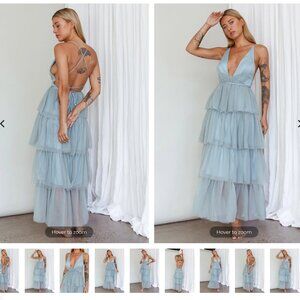 NWT AUGUSTE TIERED FRILL MIDI DRESS - SAGE GREEN